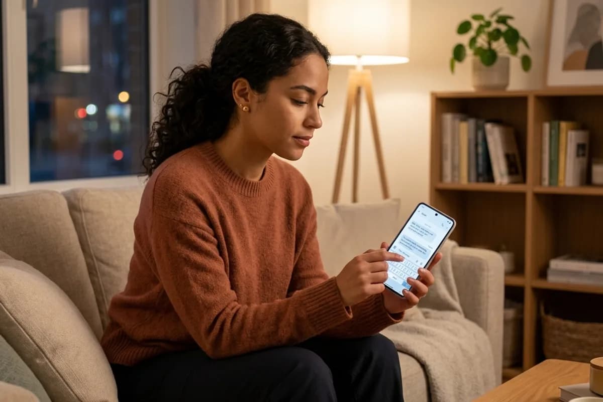 Dating App Etiquette Rules Person thoughtfully composing a respectful message on a dating app